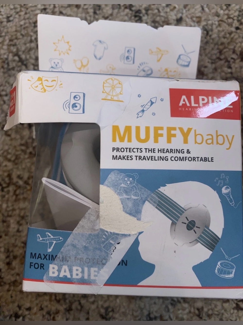 Alpine Hearing Protection MUFFY BABY Ear Muffs Box 0-36 Mos.No Traveling Bag